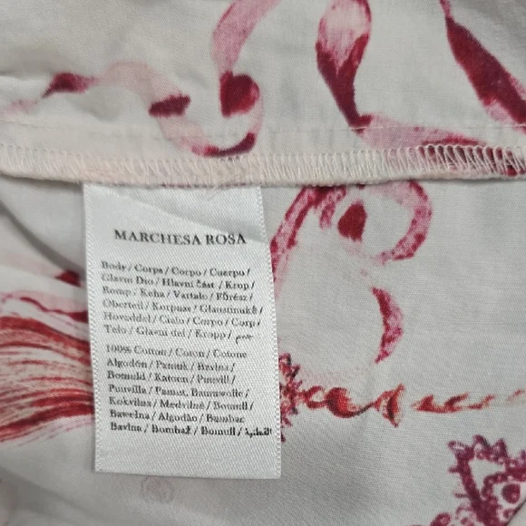 Marchesa Rosa Parker Midi Dress Button Down Puff Sleeve Cream Red Size 8 - Picture 9 of 10